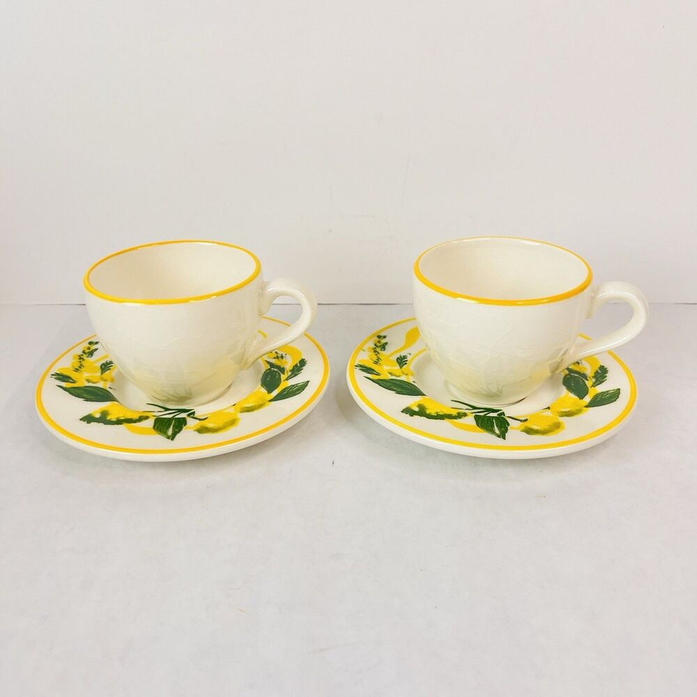 Vintage Pagnossin Treviso "Orizzonti" Lemon Mimosa Espresso Set Made in Italy